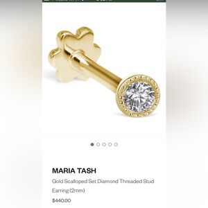 MARIA TASH Gold Diamond Stud Earring 2mm diamond with 6.5mm flower ball post